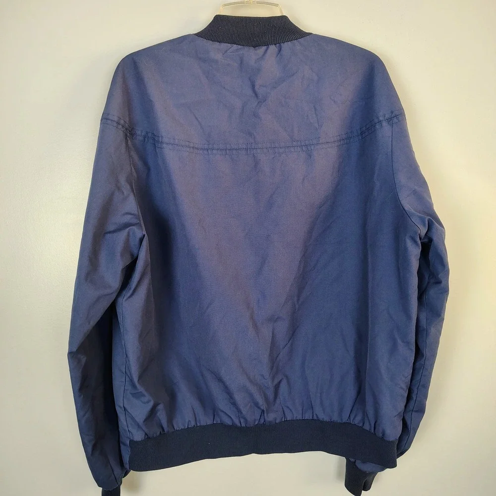 Vintage Sears Outerwear Navy Blue Bomber Jacket‎ Windbreaker Mens XL Tall Zip Up